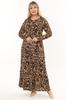 Women's Big Size Dress Plus Size Leopard Pattern Long Sleeve Viscose Hijab Dress