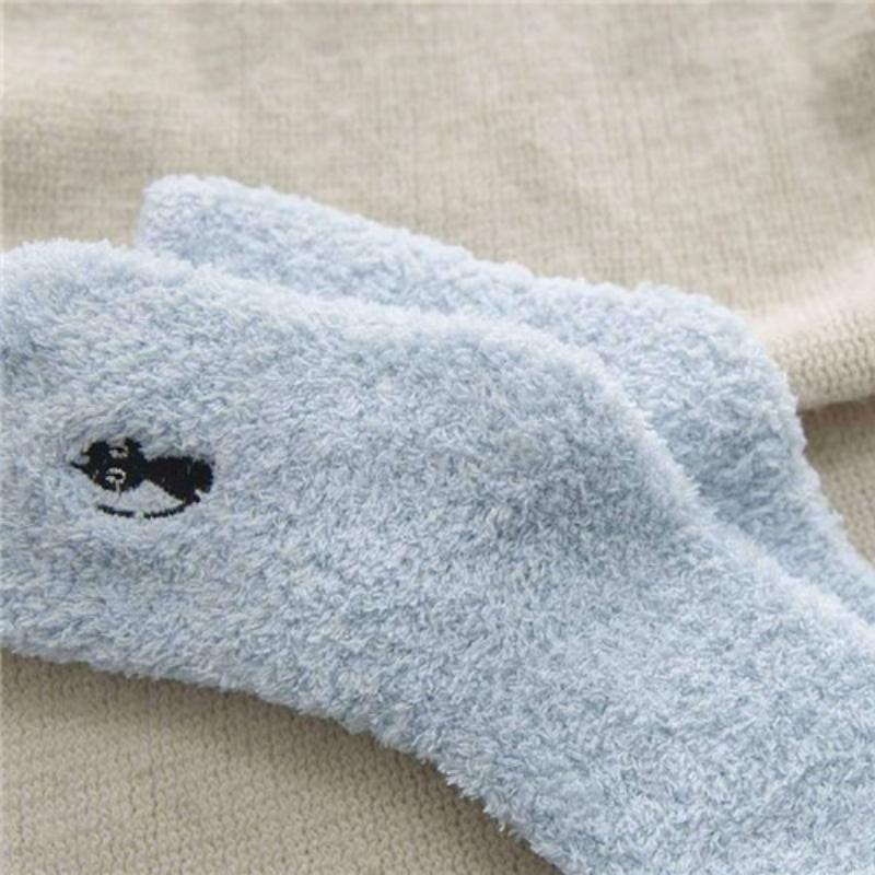 Winter Embroidery Deer Thickening Cotton Women Socks Plush Warm Funny Sleep Cute Sock