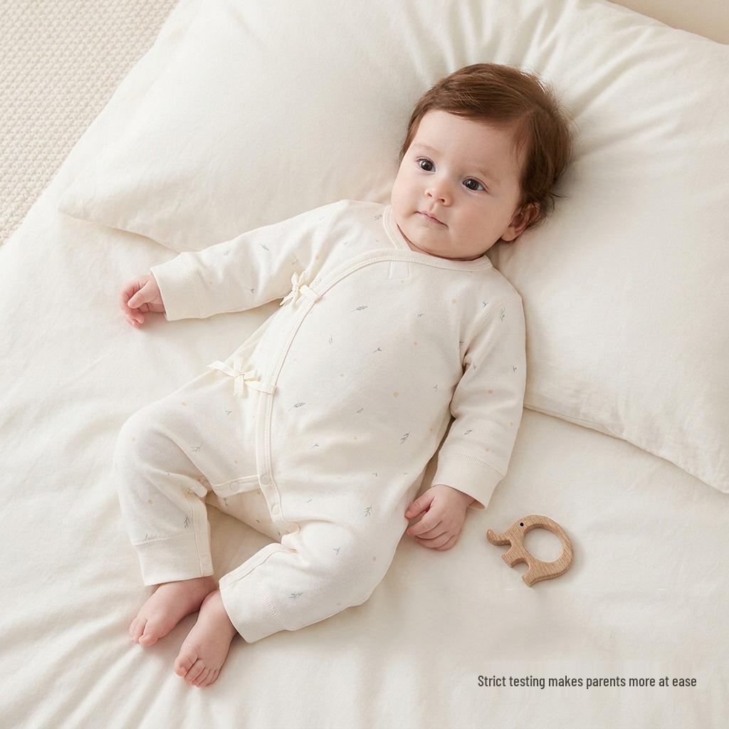 Newborn Pure Cotton Butterfly Jumpsuit, 0-3 Months, Class A, All Seasons