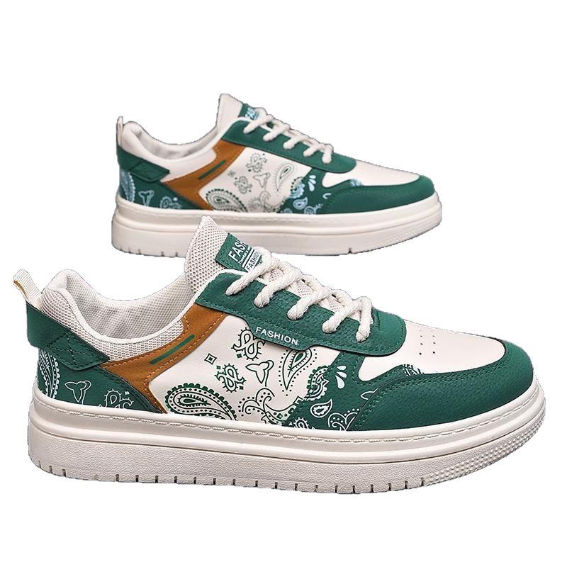 New Men's Shoes Fashion Trend Board Shoes Student Niche Thick-soled Wear-resistant Casual Sports Shoes Leather Surface Low-top Skateboard Shoes