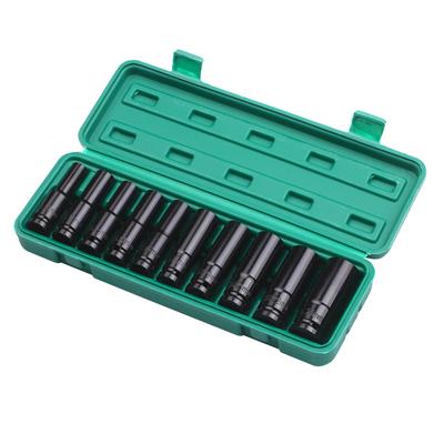 Steckschlüsselsatz 1/2-Zoll-Antrieb 6-Punkt-Schlagsteckschlüsselsatz 10-teilig Metrische Größen 10–24 mm Schlagsteckschlüsselsatz aus Karbonstahl