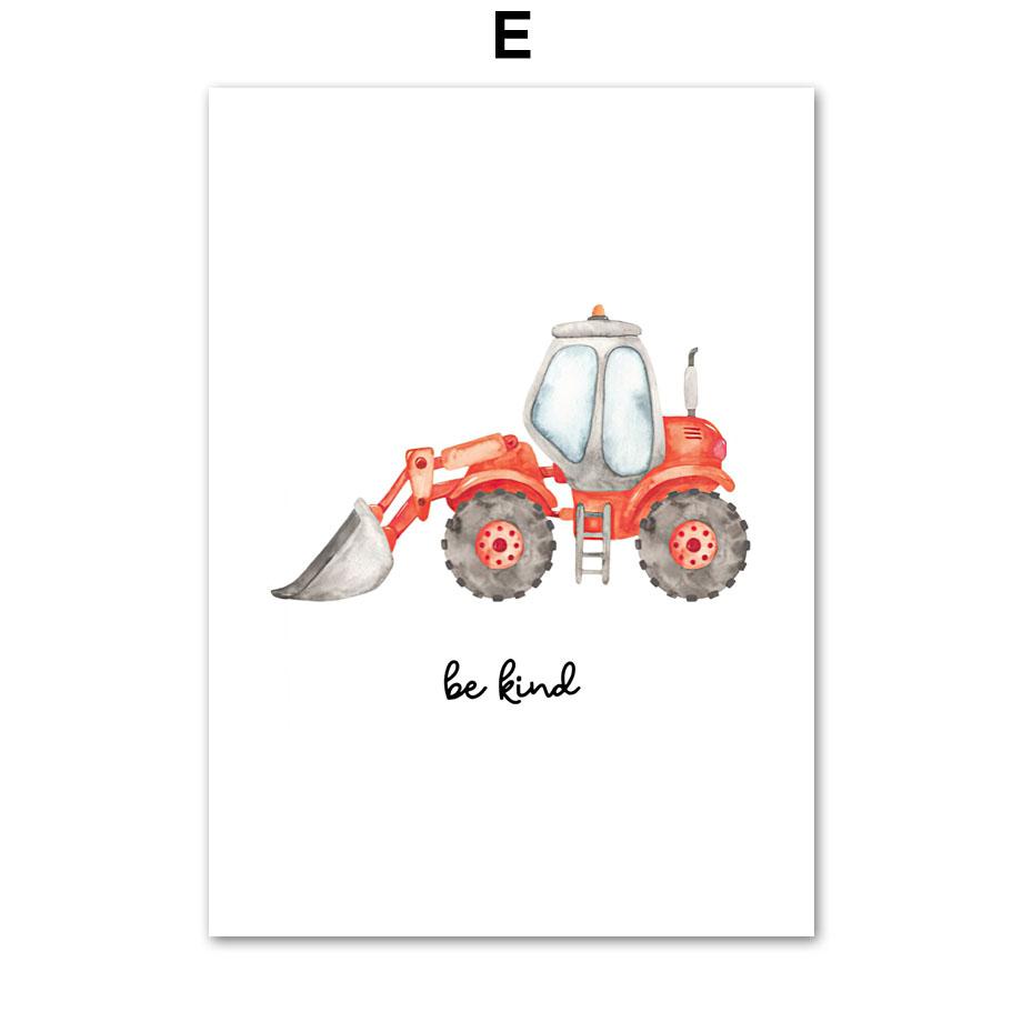 Construction Trucks Transportation Vehicles Car Boy Nursery Wall Art Print Canvas Painting Wall Pictures Baby Kids Room Decor