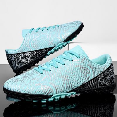 Scarpe da Calcio Blu e Bianche da Uomo/Donna Suola Morbida in Gomma Tacchetti Corti Erba Sintetica Scarpe da Calcio Giovanili