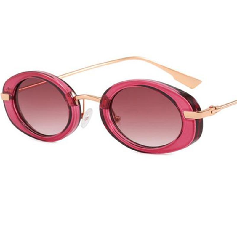 

Модные Солнцезащитные Очки Унисекс Овальные Затеняющие Анти-УФ Очки Маленькая Рамка Очки Декоративные Хип-Хоп Солнцезащитные Очки as picture красный