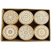 6pcs/box Round Wooden Retro Pattern Lace Seal Valentine's Day Blessings Series Handbook Photo Album Diary Seal Assorted Stamp