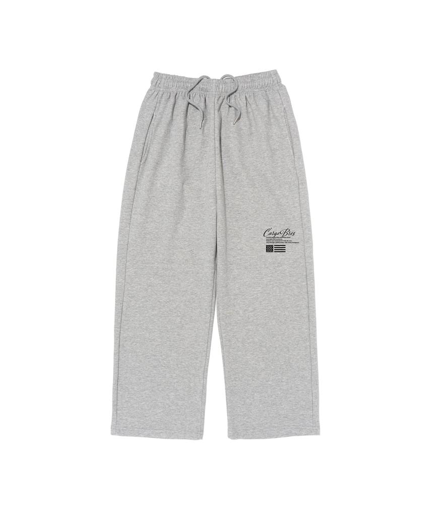 CARGOBROS Lettering Semi-Wide Sweatpants (Gray)