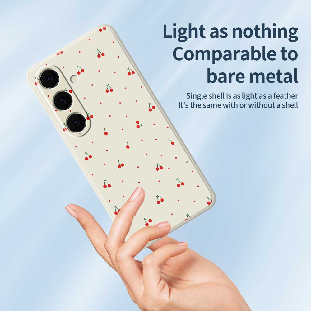 For Samsung Galaxy S24 FE Case Red Cherry Pattern Printing Straight Edge TPU Phone Back Cover