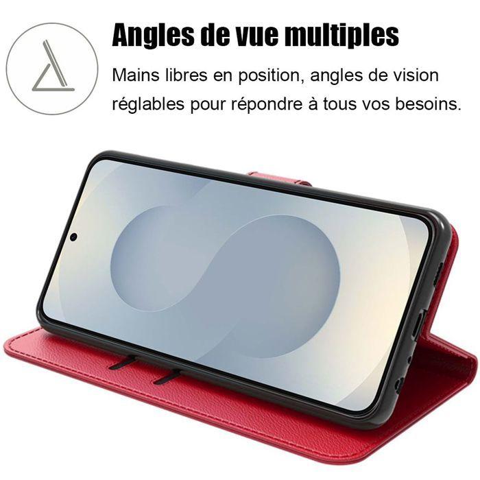 Coque de protection - BOOLING - Samsung Galaxy S25 Plus - Antichoc - Cuir Synthétique - Rouge