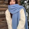 Solid Color Thickened Large Scarf Women's Autumn and Winter New Korean Version Winter Student Versatile Shawl Scarf White