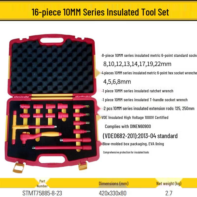 STANLEY VDE 1000V Insulated Socket & Ratchet Wrench Set