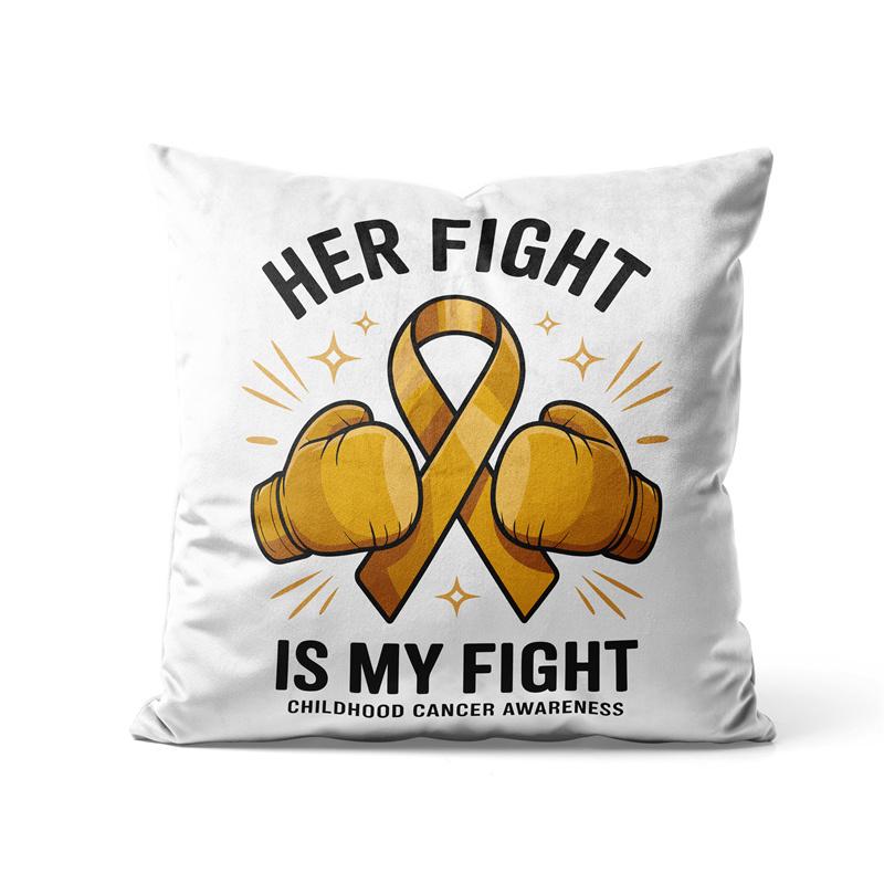 Gaslight Gatekeep Girlboss Childhood Cancer Awareness Pillow Cover Gold Ribbon Retro Groovy Wavy Design Cushion Case