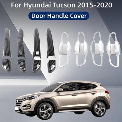 Car Upgrade Sticker ABS Gloss Black Accessorie Plated Exterior Door Handle Cover Trim Paste Style For Hyundai Tucson 2015-