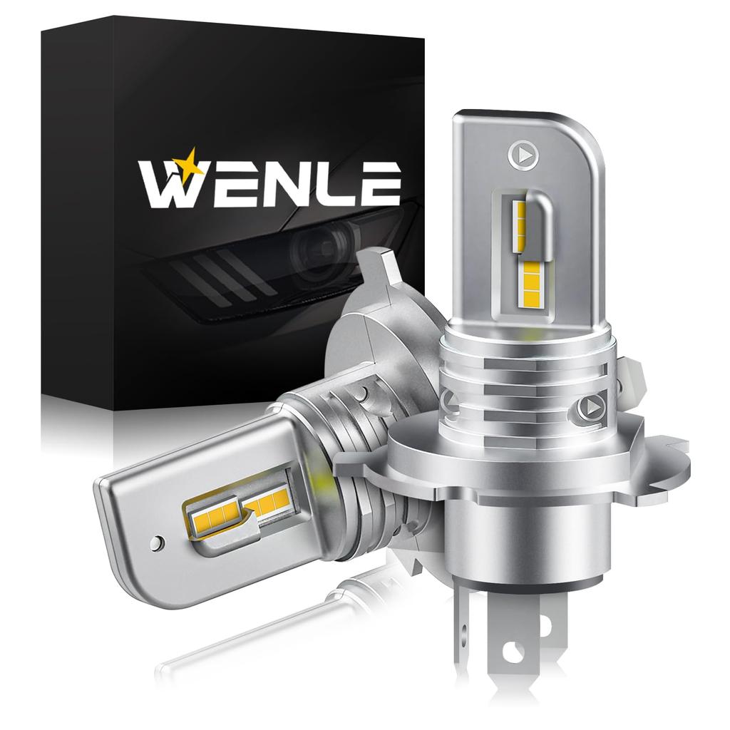 WENLE New Super Bright LED Vehicle Inspection Compatible with DC12V Set of 2 and Ultra-Compact, H4/H19 Headlights, Compliant, Hi/Lo, 13000LM, 60W,