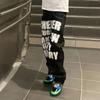 Y2k Jeans Hip Hop Letter Printed Black Pants Men Women New Trend Fashion Punk Loose Straight Wide Leg Trousers Streetwear
