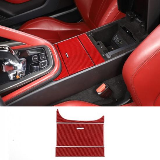 Roter Karbonfaser-Aufkleber für die zentrale Ablagebox für Jaguar F-TYPE 2013-22