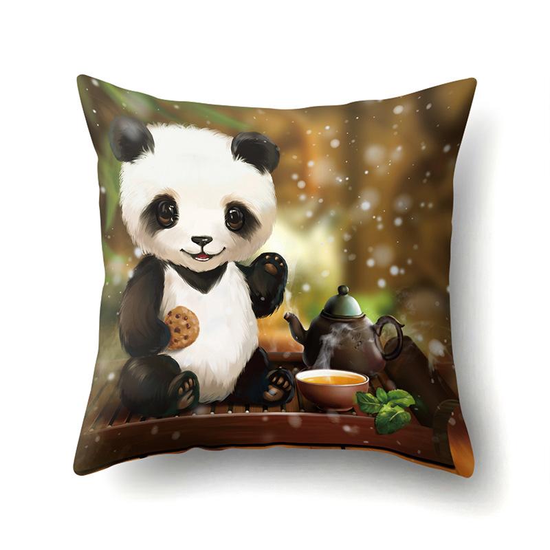 Oil Painting Animal Single-sided Polyester Pillowcase Home Living Room Soft Decoration Sofa Cushion Cover Bedroom Bed Pillowcase