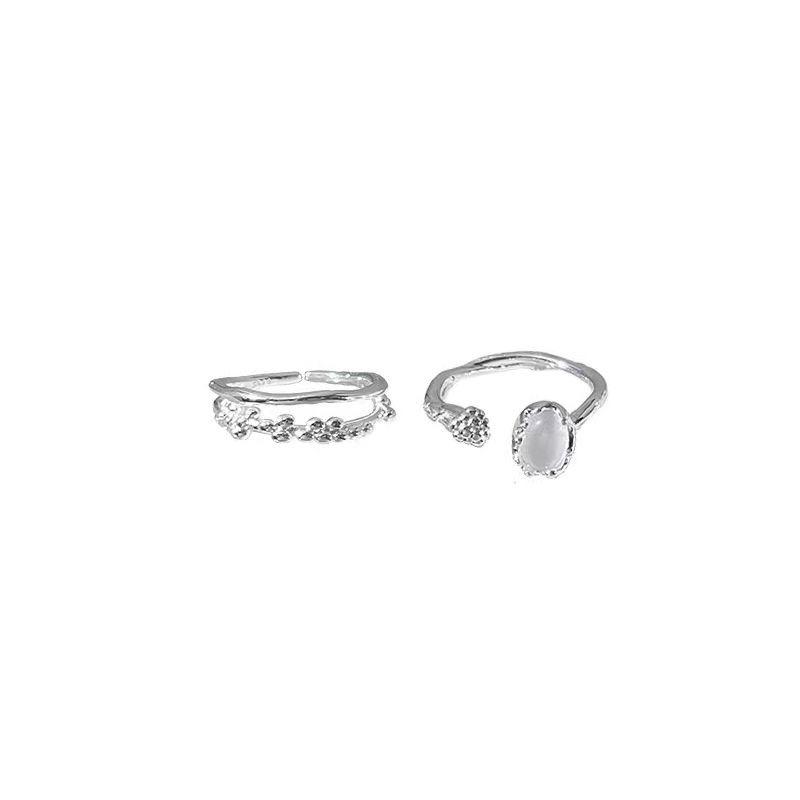 Moonstone Simple Ring for Women, Light Luxury, High-end, Adjustable Ring for The Index Finger, Opening Style Finger Ring