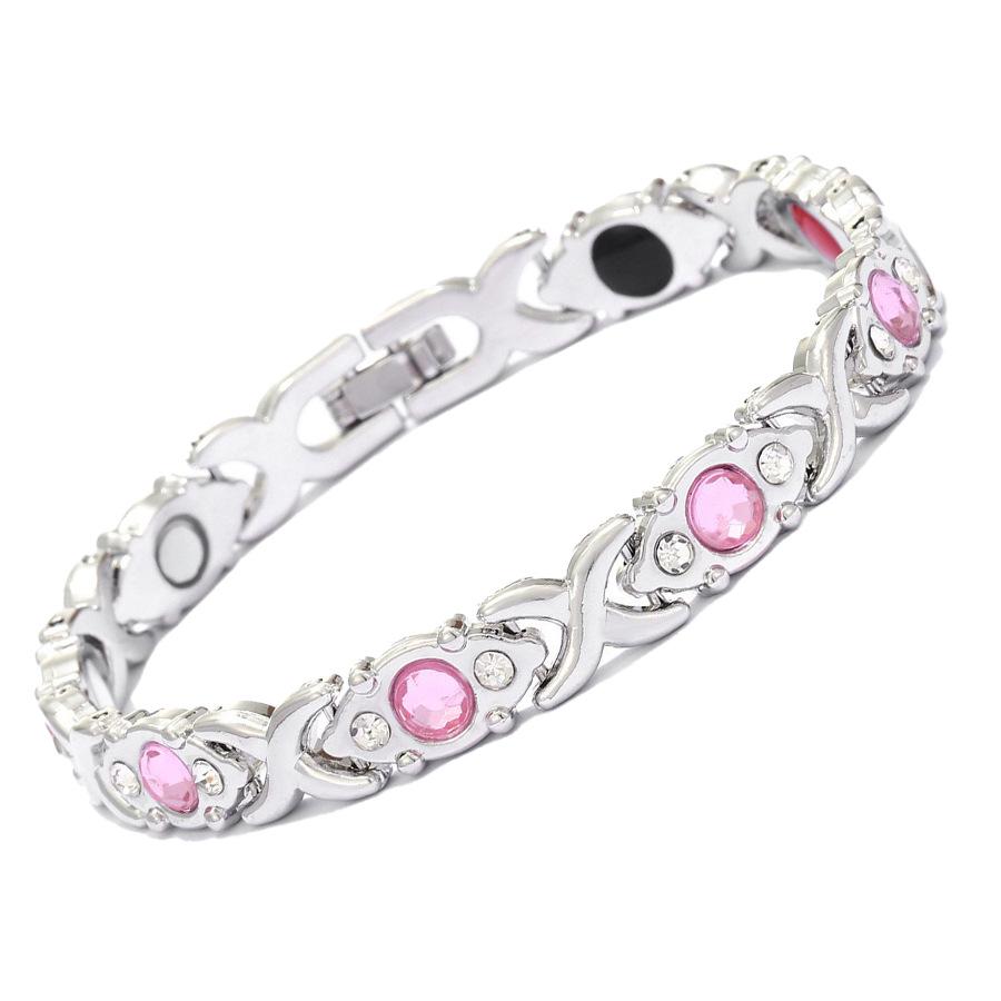 European & American Style Detachable Rhinestone Cross Bracelet with Adjustable Magnetic Clasp