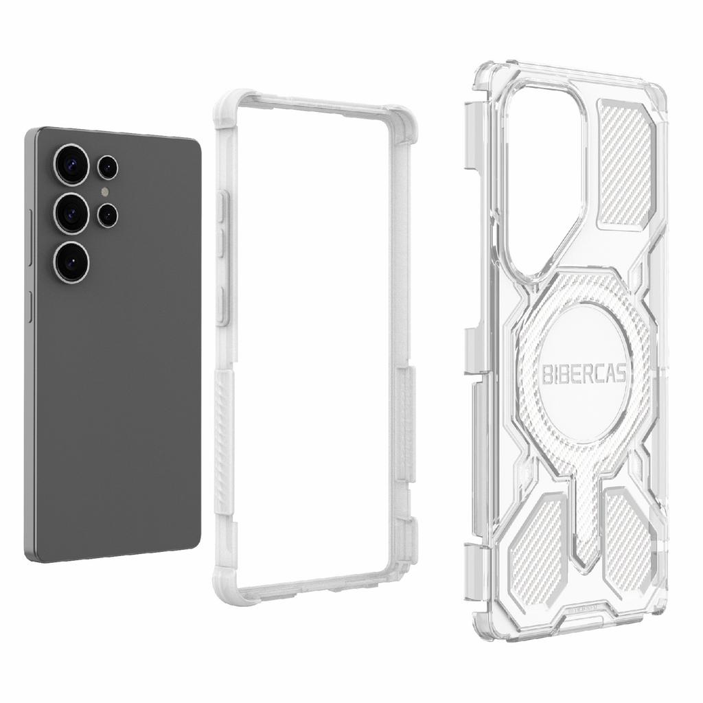 BIBERCAS J-16 Transparent Series For Samsung Galaxy S25 Ultra Case Compatible with MagSafe TPU+PC Phone Cover