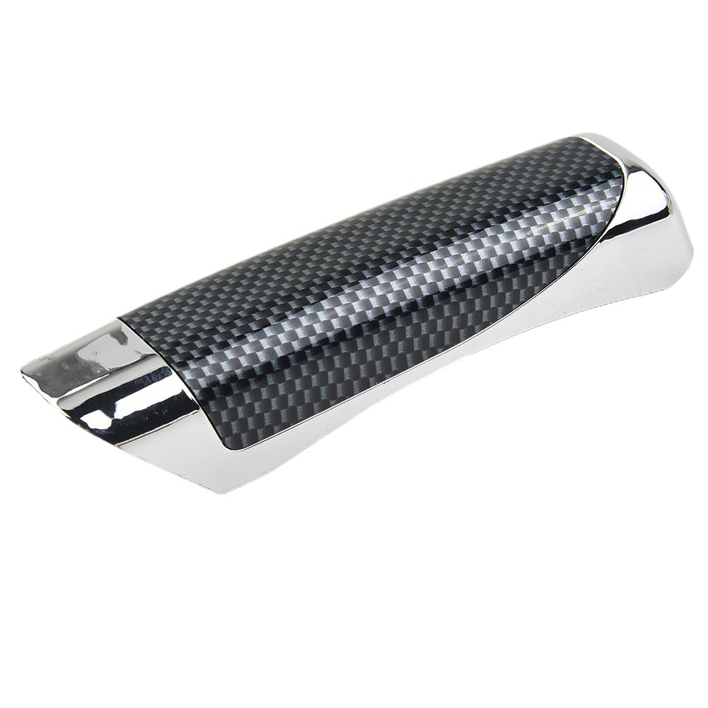 Vehicle Interior Hand Brake Protector with Carbon Fiber Pattern and Chrome Plated ABS Shell for Broad Model Coverage