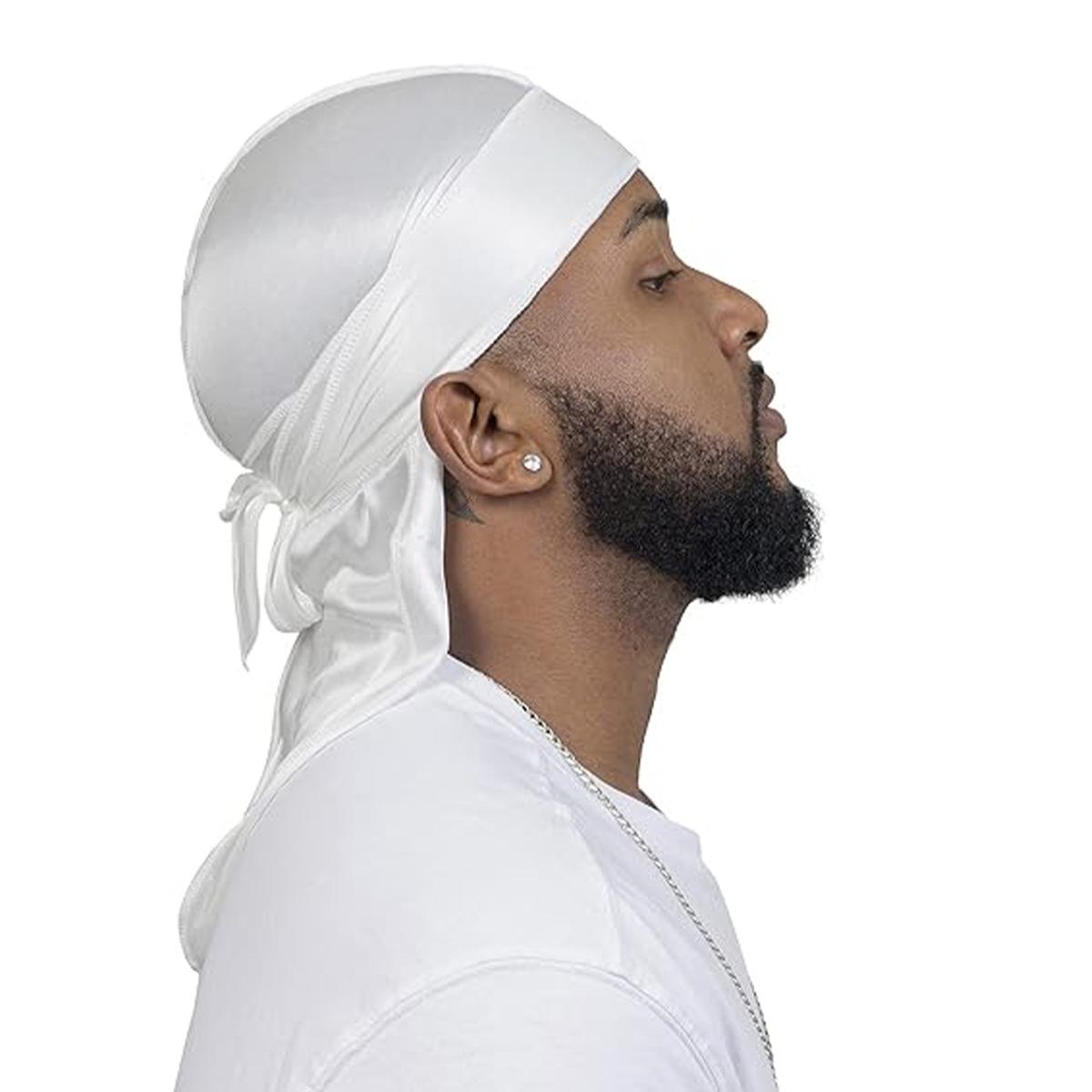 Pánský přeshraniční Durag: Street Dance Pirátský klobouk s dlouhou stuhou Šátek Bandana One Size bílá