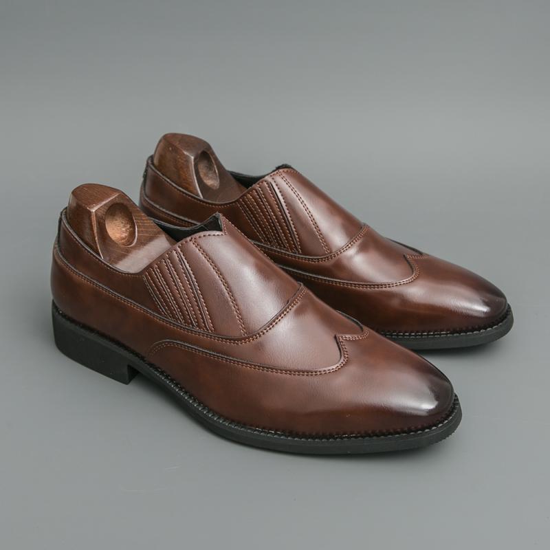 2026 New Spring Men's Comfortable Casual Leather Shoes Brand Loafer Shoes Business Dress Slip-on Kick Lazy Groom Wedding Shoes