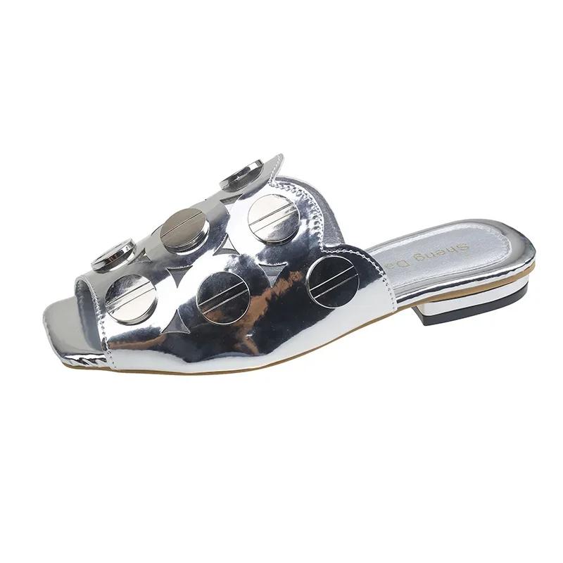 Fashion Designer Women Chunky Slippers Elegant Heeled Sandals Fashion Woman Shoes 2025 Luxury Brand Slides Party Dress New Mujer Zapatos