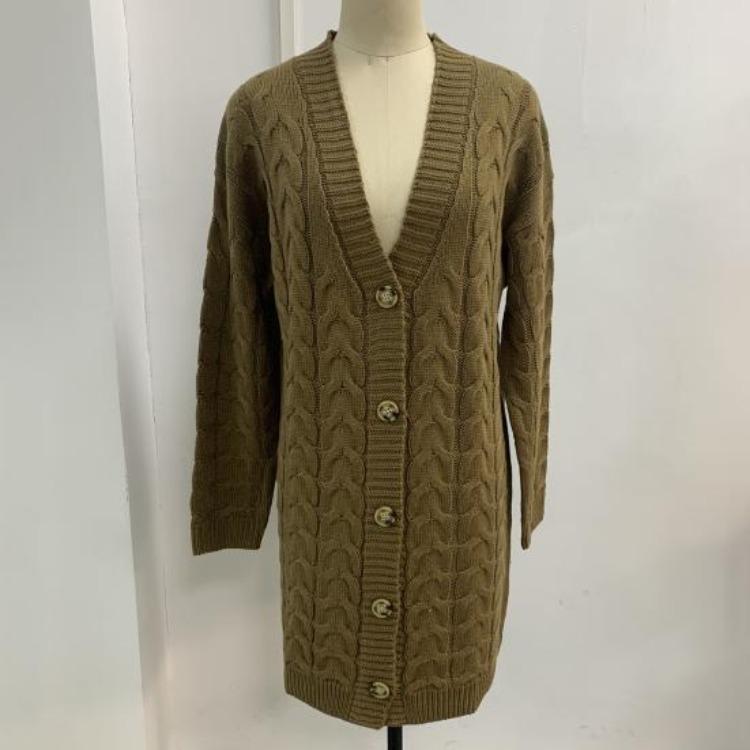 Women Stylish Autumn Winter Mid Length Relaxed Fit Cardigan Sweater Jacket Buttons Closure Streetwear Clothes