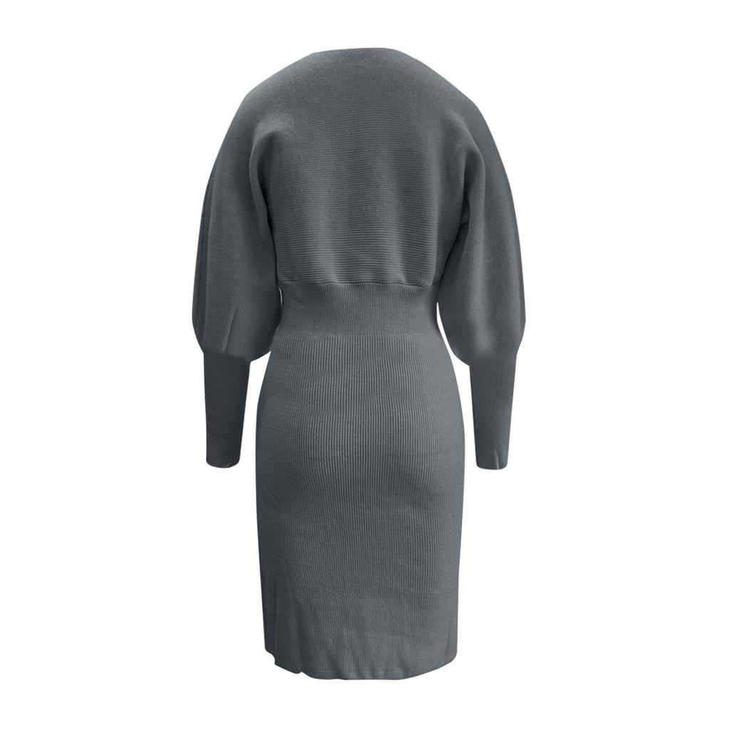 Dámská podzimní a zimní móda Sexy balíček s tenkým pasem Hip Rande Šaty s dlouhým rukávem