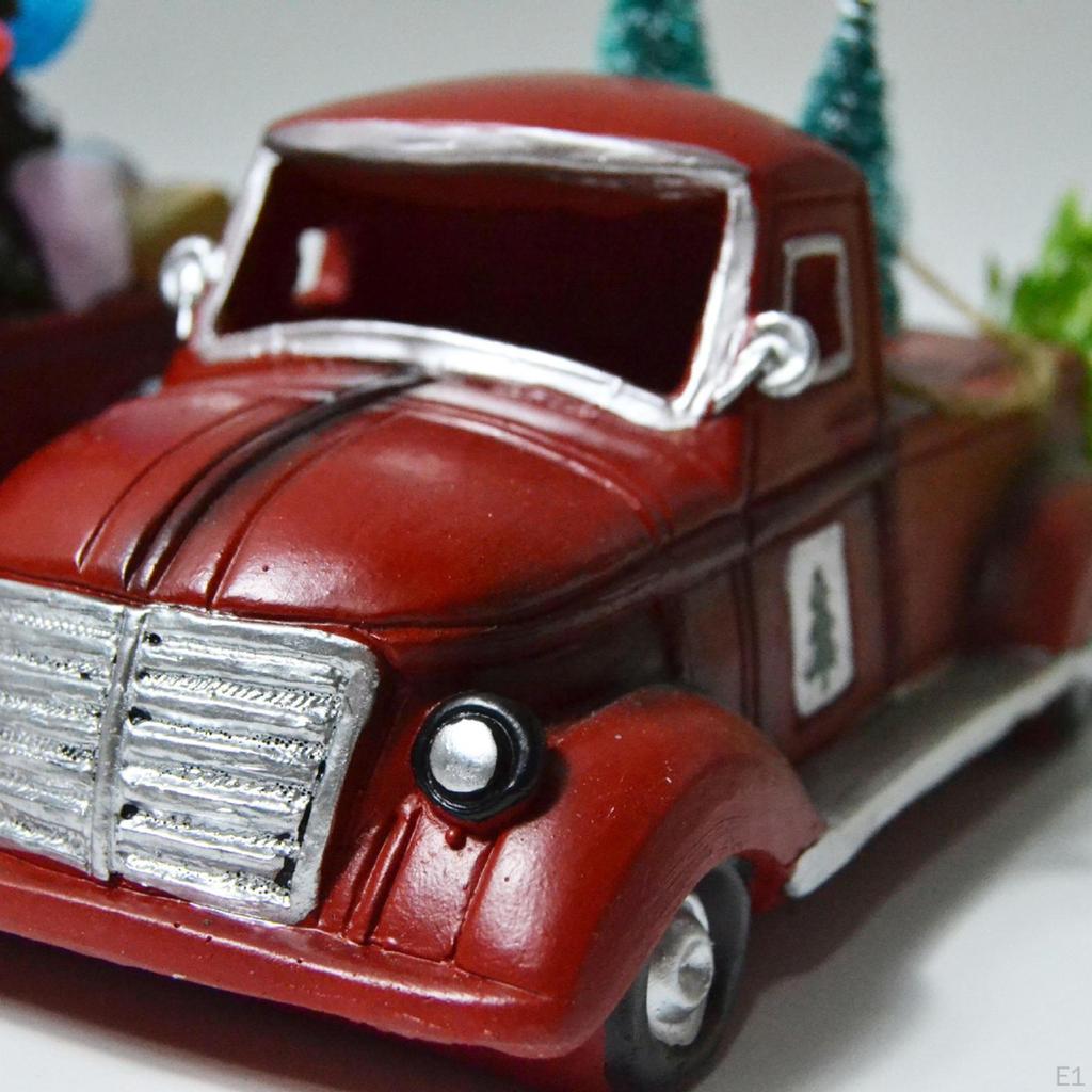 Classical Truck Ornament Pickup Decorative Retro Sculpture Photo Prop with Christmas Tree Farmhouse