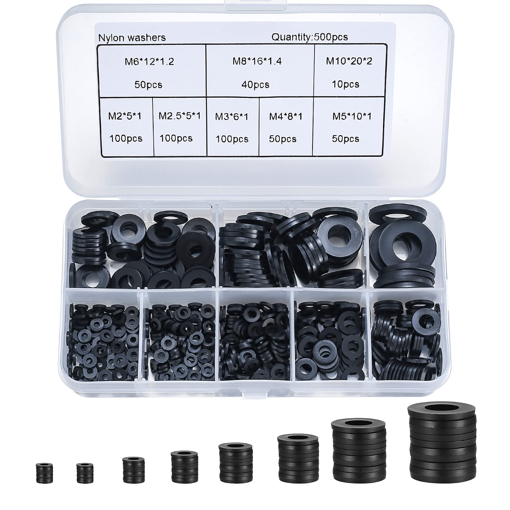 

500 pieces black nylon gasket, plastic flat O-ring gasket, round gasket gasket assortment, faucet gasket gasket for pipes
