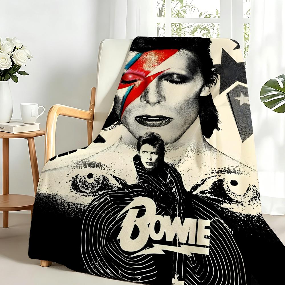Music D-David Bowie Throw Flannel Blanket Perfect for Sofa Office Bed Travel Sleep Read Relax Camping Four Season Use