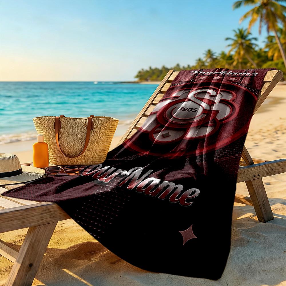 Galatasaray Customize Text Beach Towel High Absorbency Quickdry Suitable For Swimming Gym Camping Yoga Vacation