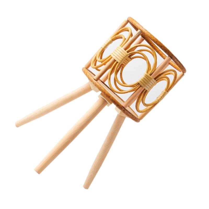 Handmade Braid Artificial Rattan Plastic Flower Pot with Stand Plant Storage X3UC