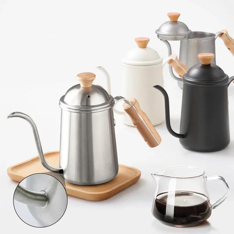 650ML Kaffee Handaufguss Kanne Japanische Lange Schmale Ausguss Griff Edelstahl Kessel Camping Teekanne Kaffee Brühzubehör