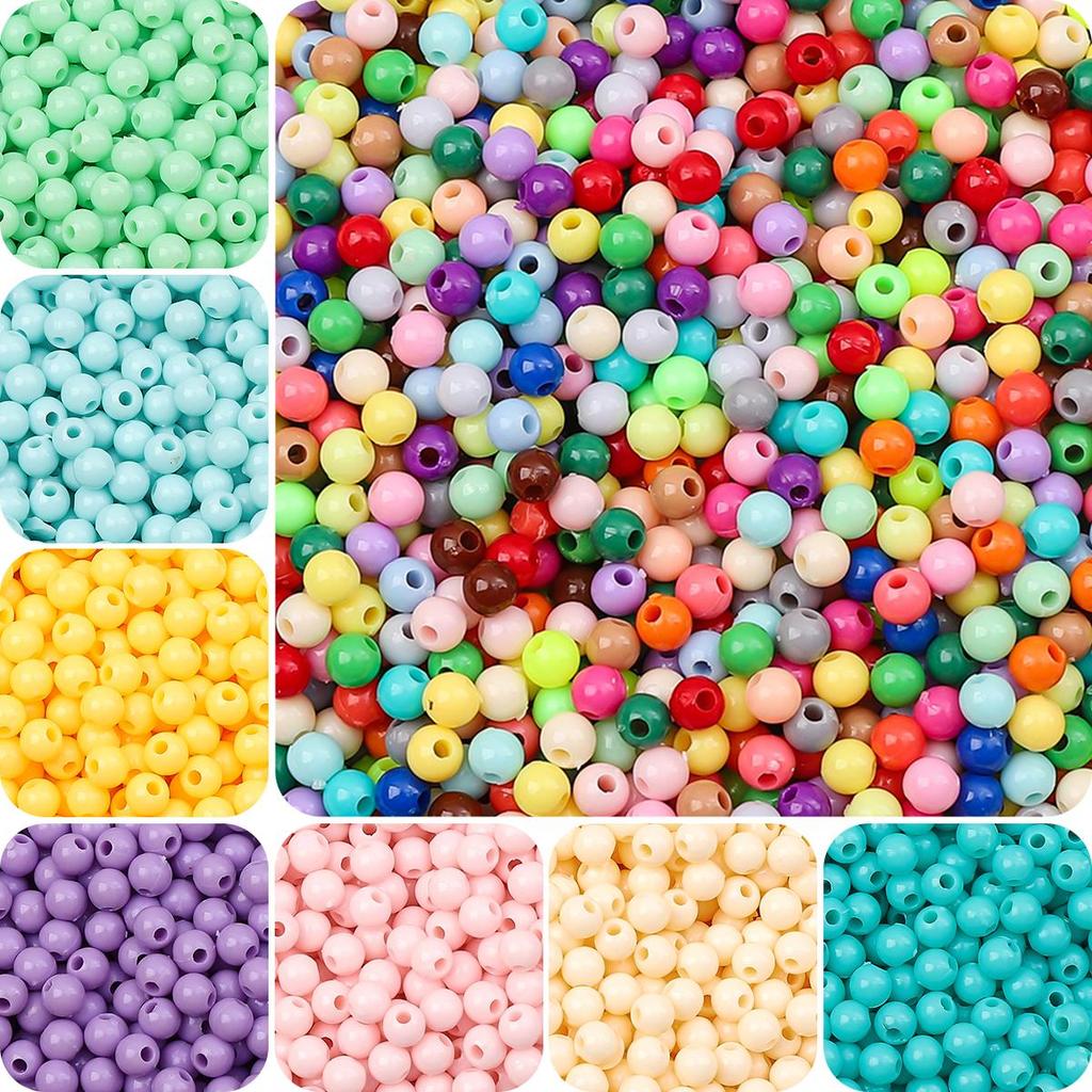1800Pcs Acrylic Beads Solid Colored Round Loose Spacer Beads for Jewelry Making DIY Bracelets Necklace
