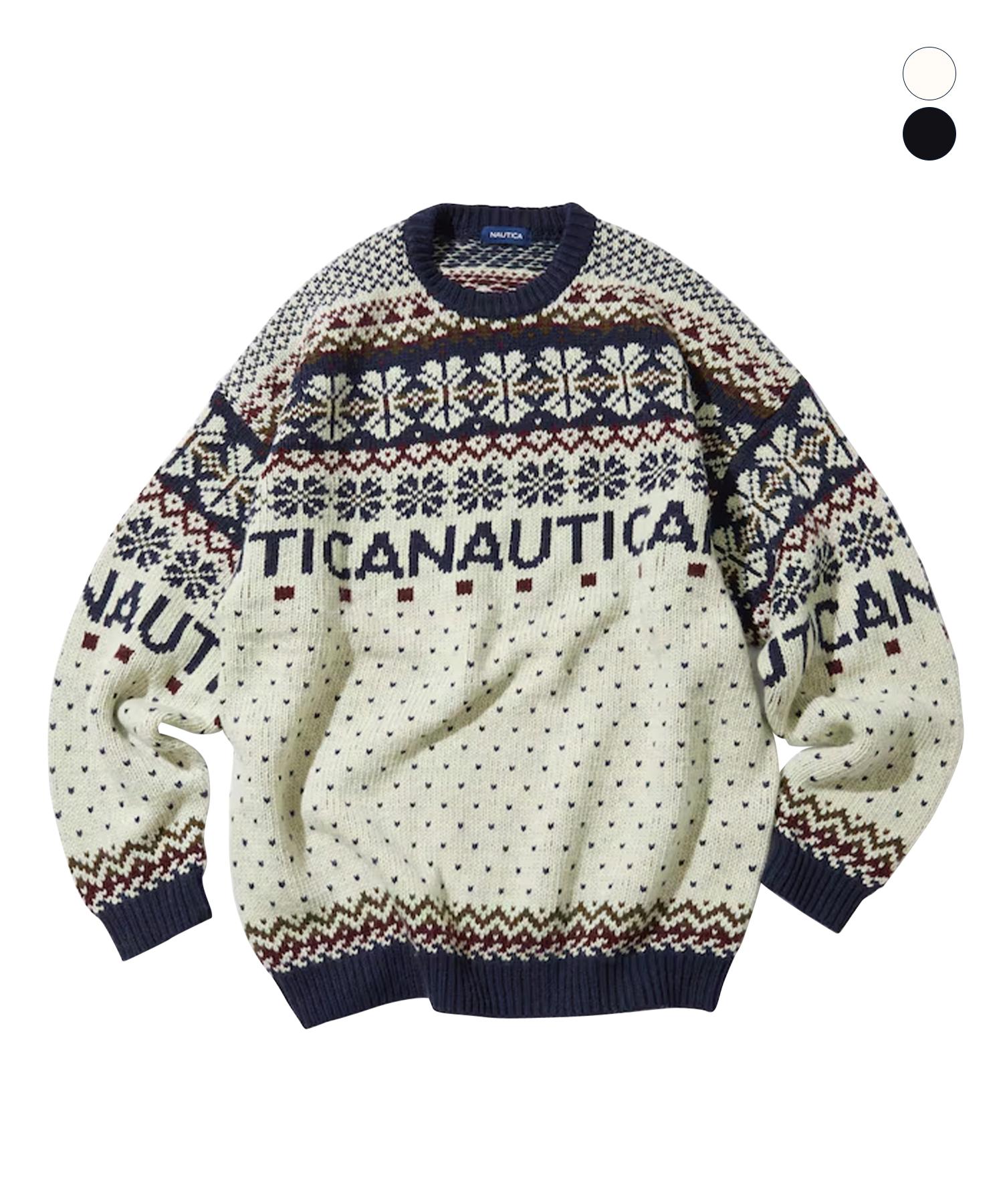 Notica [Jp Line] Snow Pattern Jacquard Pullover Sweater Black/M