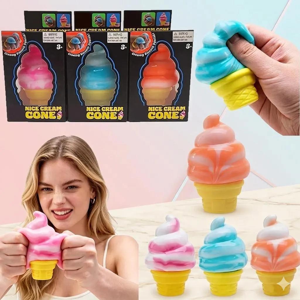 Nice Cream Cone Squishy Toy Soft Sensory Fidget Stress Relief Squeeze Toy Slow Rebound Ice Cream Squish For Kids Adults