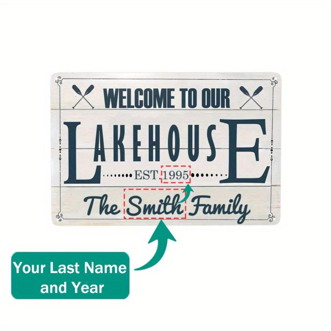

Personalized Lake House Metal Sign Custom Family Name Established Year Farmhouse Decor for Wall белый