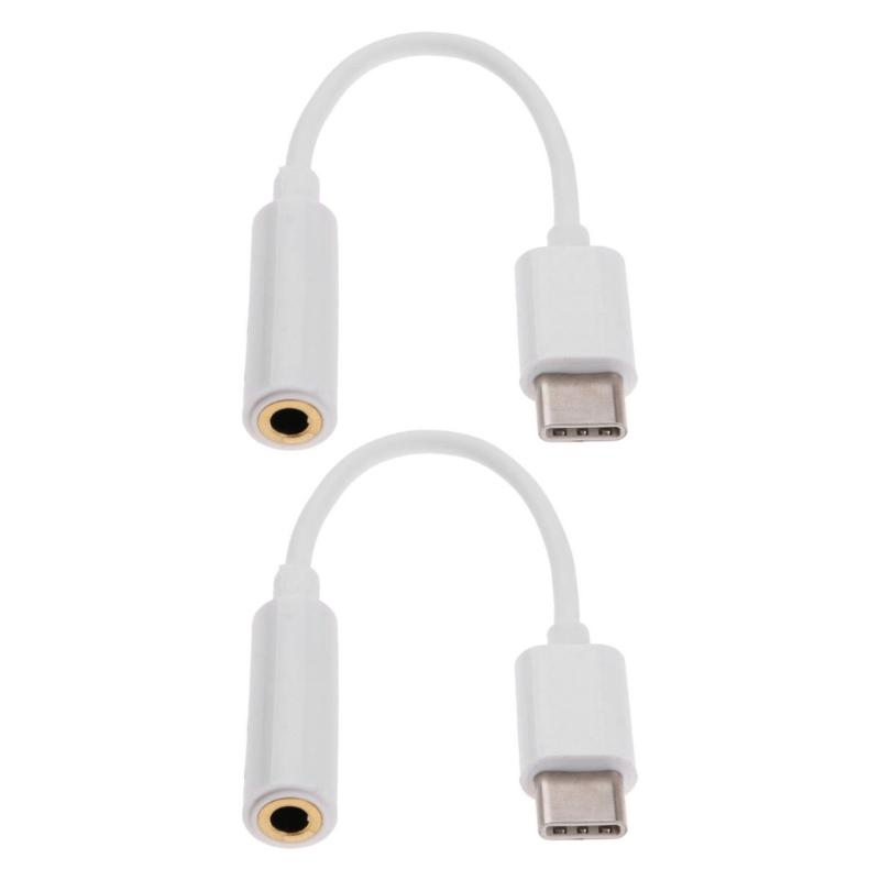 Set of 2pcs Type C Input 3.5mm Port Output Cable USB C to 3 5mm Adapter Cord Wire Tablet Phone Accessory