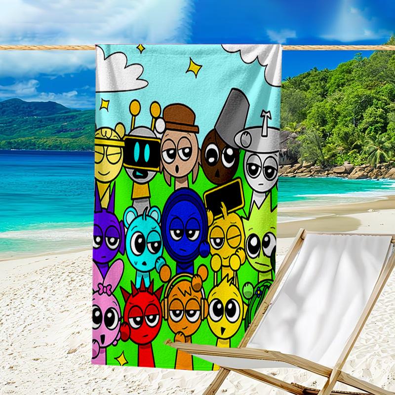 1pc SPRUNKI8 Beach Towel, Beach and Seaside Swimming Pool Equipment, Fashion Pattern, Rectangular, Travel Essentials