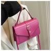 Women's Crossbody Bag Solid Color PU Leather Top Handle Flap Fashi Handbag Simple Design Stylish Messenger Shoulder Bag