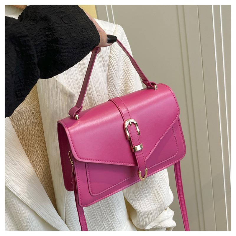 Women's Crossbody Bag Solid Color PU Leather Top Handle Flap Fashi Handbag Simple Design Stylish Messenger Shoulder Bag