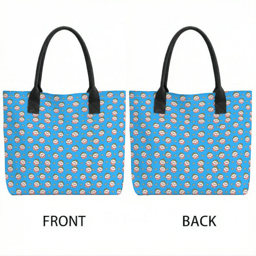 Cute Snowman Print Canvas Tote Bag for Daily Use Shopping
