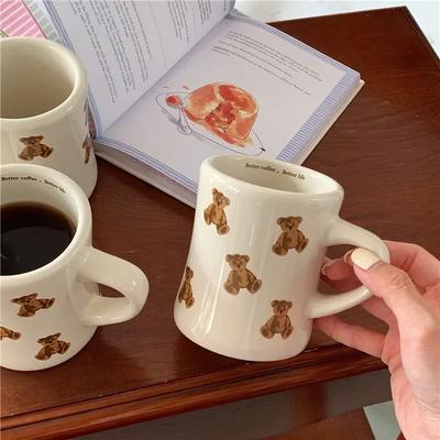 Cartoon Bear Ceramic Coffee Mug Chocolate Bear Mug Girl Retro Coffee Cup Afternoon Tea Cute Ceramic Mug Cute Coffee  Cup