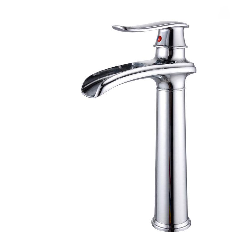 Antique Brass Bathroom Basin Sink Faucet Waterfall Hot Cold Mixer Tap Single Handle Basin Faucets Deck Mounted Tap