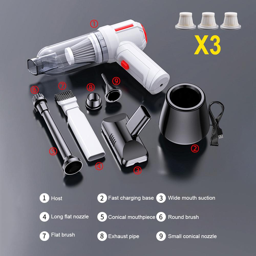 80000pa Wireless Convenient Car Vacuum Cleaner 3 In 1 Handheld Vacuum Pump Home Office With Vacuum Cleaner 120w Mini