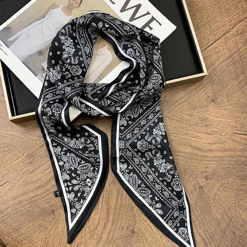 

Премиальный черный ретро платок из шелка кашью длинный стример женский летний декоративный темпераментный шейный платок