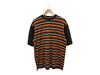 T-shirt a righe vintage anni '90 CROSS COLOURS modello baggy stile hip hop rap logo ricamato rara prodotta in Australia