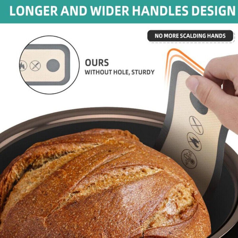 Non-Stick Bakery Oven Pad Long Handles Bread Sling Easy Clean Silicone Baking Mat for Dutch Oven